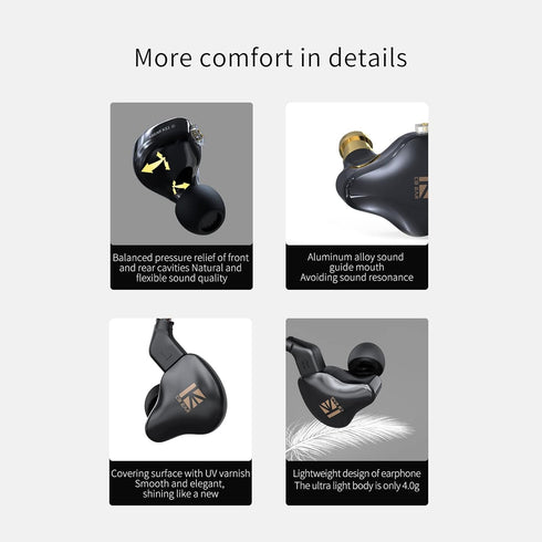 KBEAR KS1 Wired in ear Headphones, Deep Bass iem Earbuds Noise Cancelling in ear Monitors Earphones with 1DD Driver, Ear Hooks Cable for Gaming Co...