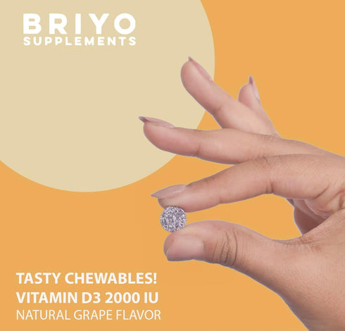 Vitamin d3 chewable Tablet - 2000 IU (50 mcg Per Serving) - Delicious Natural Grape Flavor, 90 Count...
