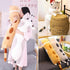 Cute Cat Plush Long Body Pillow Cuddle Cartoon Stuffed Animals Cat Plushie Soft Doll Pillows Gifts for Kids Girls (Orange, 19")...