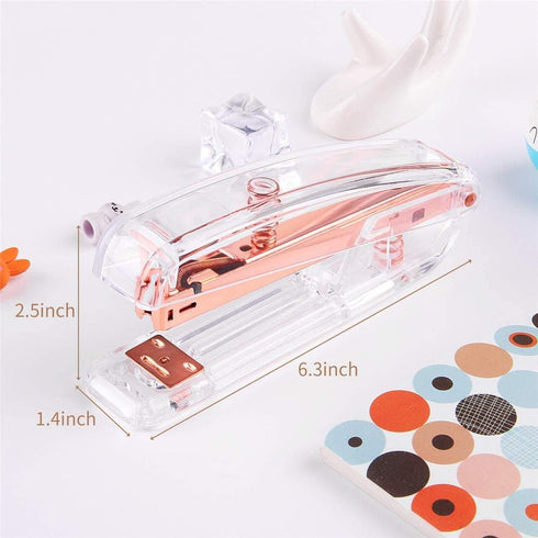 Stapler,Clear Desk Stapler with 1000 Pieces Staples - Rose Gold (Stapler)...