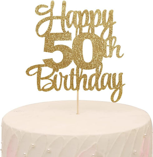 Happy 50th Birthday Cake Topper - 50th Birthday Decorations,50th Topper,50 Cake Party Decorations,50 Anniversary Decor...