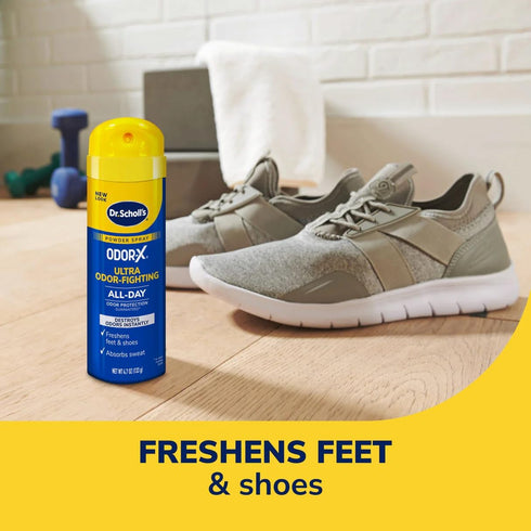Dr. Scholl's ODOR-X ULTRA ODOR-FIGHTING POWDER SPRAY, 4.7 oz // Destroys Odors Instantly - All-Day Odor Protection - Freshens Feet & Shoes...