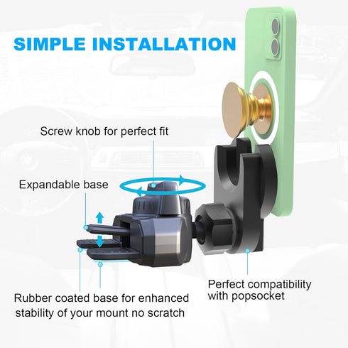 CD Slot Car Grips Phone Holder,CD Slot Phone Holder for Grip/Socket,CD Slot Socket Mount Compatible with Magsafe Wallet Black iPhone Samsung Card ...