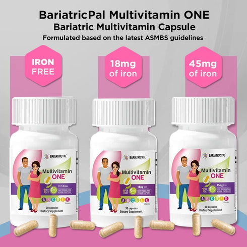 BariatricPal Multivitamin ONE 1 per Day! Bariatric Multivitamin Capsule with 45mg Iron (30 Count)...