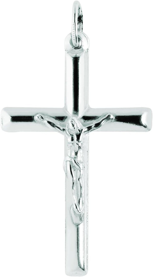 Ritastephens Sterling Silver Shiny Italian Cross Pendant Necklace (35mm, 43mm)...