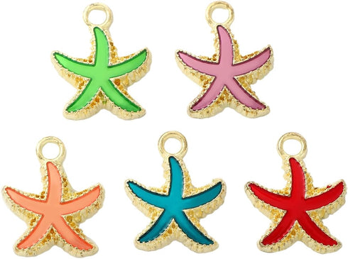 Gold Plated Enamel Starfish Charms Pendants for Jewelry Making,Five-Pointed Star Pendants,Alloy Cute DIY Jewelry Supplies for Necklace Bracelets E...