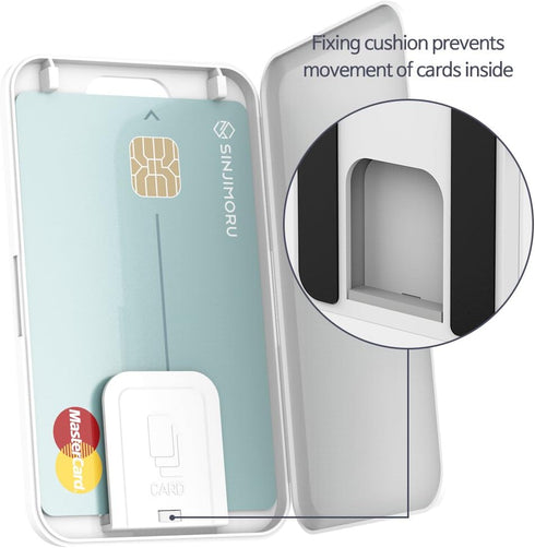 Sinjimoru Stick-On Card Case, Adhesive Card Holder/Ultra Slim Card Holder Case Usable as Phone Wallet or Card Holder for Desk. Card-Zip White...