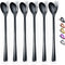 Black Long Handle Spoon, Coffee Stirrers, Premium Stainless Steel Ice Tea Spoons, Ice Cream Spoon, Cocktail Stirring Spoons, Set of 6 (Black)...