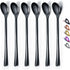 Black Long Handle Spoon, Coffee Stirrers, Premium Stainless Steel Ice Tea Spoons, Ice Cream Spoon, Cocktail Stirring Spoons, Set of 6 (Black)...