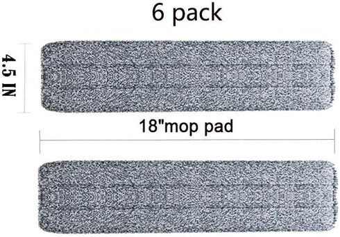 18 inch mop Pads Replacement 6 Pack mop Head Replacement Washable Microfiber Pads...