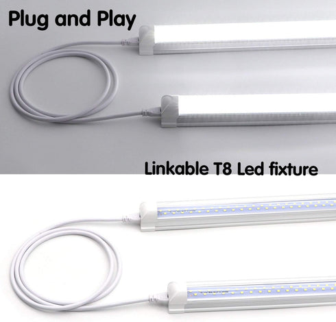 T5 T8 Extension Cords, 10 ft 3 Meter Connector Cord, 3-Prong Extended Power Cable for Integrated LED Tube Light, Single LED Shop Garage Light Fixt...