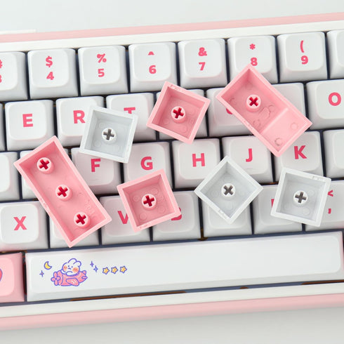 Hyekit PBT Keycaps - XDA Keycaps, 137 Keys Pink Rabbit Keycap Set, Dye-Sublimation Cute Keycaps for Cherry Gateron MX Switches 100%, 75%, 65%, 60%...