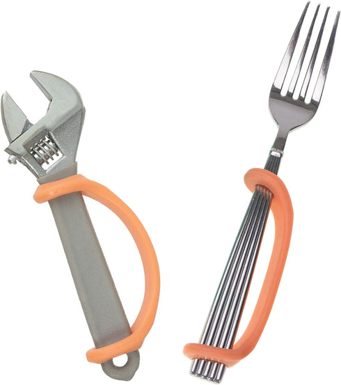 Orange Silicone Hand Grip Aid, U Cuff, Utensils Holder, Self Feeding Daily Living Aid, Assistive Device for OC Therapy, Special Needs, Cerebral Pa...