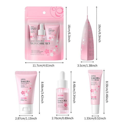 Skin Care Set JAPAN SAKURA Women Beauty Gift Sets Skin Care Kit with Serum, Eye Cream, Face Cream Travel Kit for Women Wife Mom Teen Girls TSA-fri...