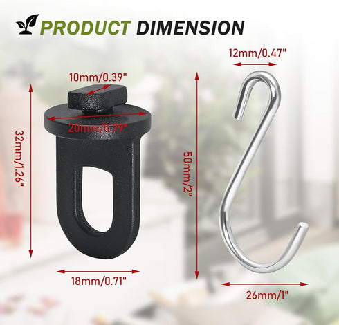 120 Pcs Greenhouse Hooks Hanger, Plastic Greenhouse Twist Clips Fixing Clips Greenhouse Insulation Accessories with Stainless Steel S Hooks for Ga...