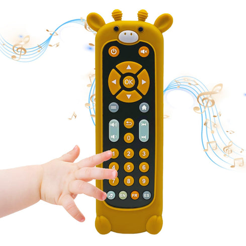 Soft Silicone Musical Teething Toys for Toddlers, Babies, Boys, Girls, 6-12 Months Baby Remote Control Shape Molar Teether Chew Toys Set Gift (Gir...