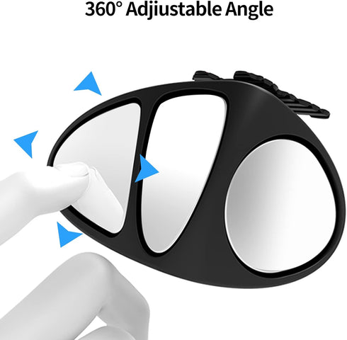 Car Blind Spot Mirror, 3-view Wide Angel Mirror Auxiliary Mirror for Front Rear Wheel Blind Spot Rear View Mirror. (Black Right)...