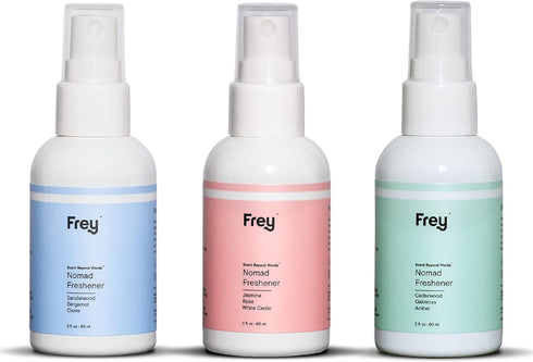 FREY Fabric Freshener Spray | Linen Spray Deodorizer for Laundry Refreshing | Defends Against Tough Odors | All Three Scents: Cedarwood, Sandalwoo...