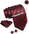 Burgandy Striped Ties For Men – Tie Set With Pocket Square Cufflinks Tie Clip Bar & Flower Brooch Pin For Mens (Pack of 5) (AXTS57)...