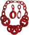 Women Simple Acrylic Collar Choker Cluster Bib Statement Chain Necklace and Hoop Earring Jewelry Set, 18" (Red)...