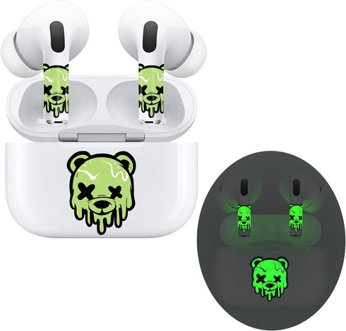 Glow Bear Sticker for AirPods Pro 2nd Generation, Luminescent Decal Skin for Earphones and Charging Case, Customized Accessories Gift for Adults a...