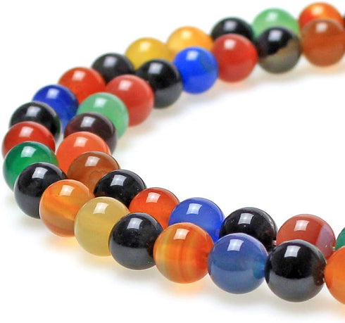 Natural Stone Beads Colorful Agate Round Loose Beads for DIY Necklace Bracelat Jewelry Making (10mm)...