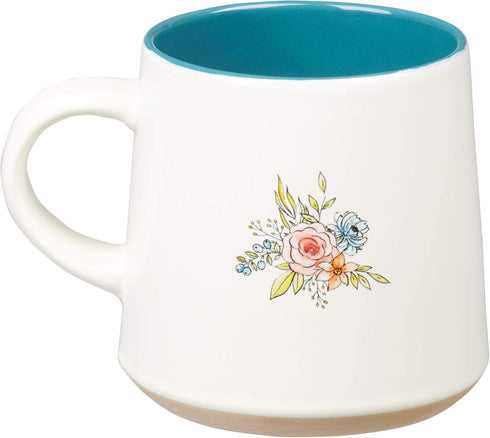 WITH LOVE My Favorite People Call Me Grandma Clay Base Ceramic Coffee Mug for Grandmothers Floral Peach & Ivory Cup for Coffee/Tea, Dishwasher Mic...