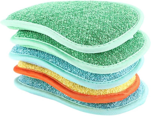 5pcs Multi-Functional Scrubbing Sponge Microfiber Kitchen Supplies Cleaning Tools Reusable Cleaning Sponge Scouring Pad...