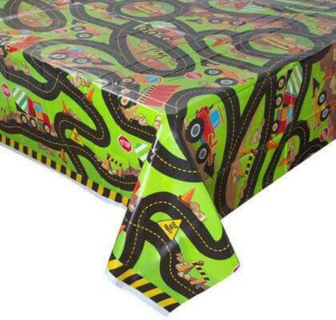 Multicolored Construction Party Rectangular Plastic Table Cover, 54" x 84" (1 Count) - Perfect for Kids' Birthdays & Building-Themed Bash...