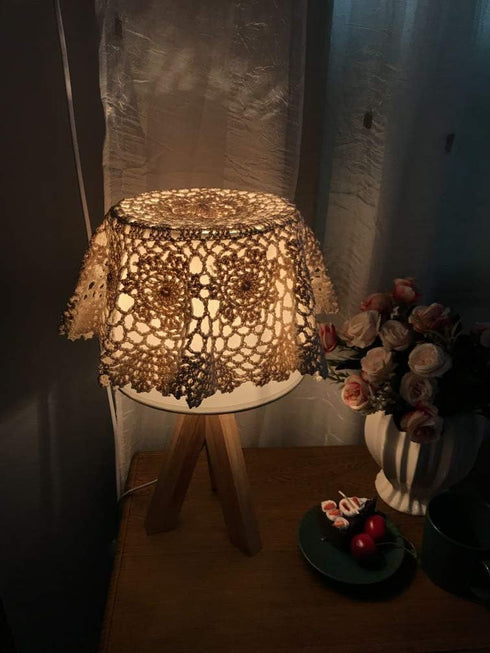 Damanni Beige Cotton Handmade Crochet Lace Tablecloth Doilies Table Overlay,Round,16 Inch,2PCS...