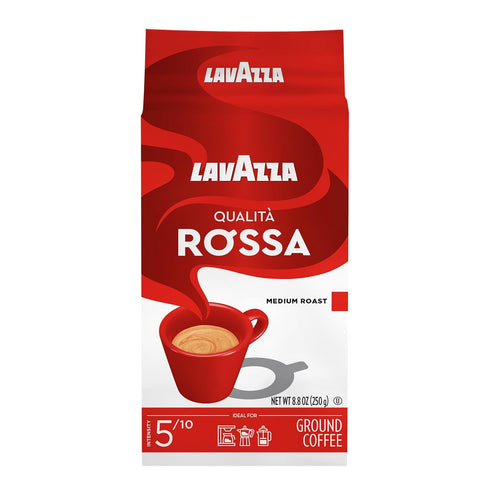 Lavazza Qualità Rossa Ground Coffee, Medium Roast, Arabica and Robusta Blend, 8.8 oz Brick...