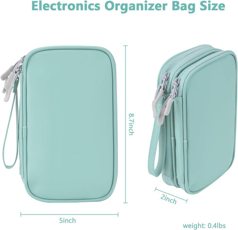 DDgro Tech Organizer Travel Carrying Case Cables Pouch Organize and Storage Accessories Electronics Cords Charger Earphones Power Bank (Mint Green...