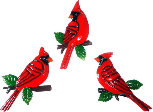 Usupgift Cardinal Birds Metal Set of 3 Wall Art Gift for Garden Fence Patio Porch Home Decoration (Red Cardinal-1)...