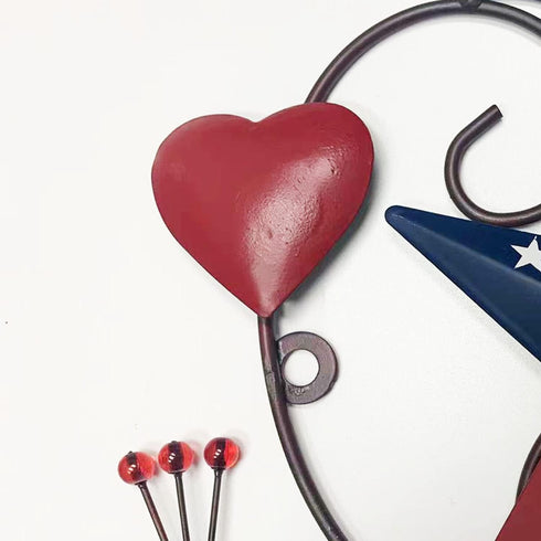 Primitive Country Metal Love Star Wall Art, Americana Hearts and Stars, 4th of July Farmhouse Patriotic Indoor Outdoor Wall Decor (Love)...