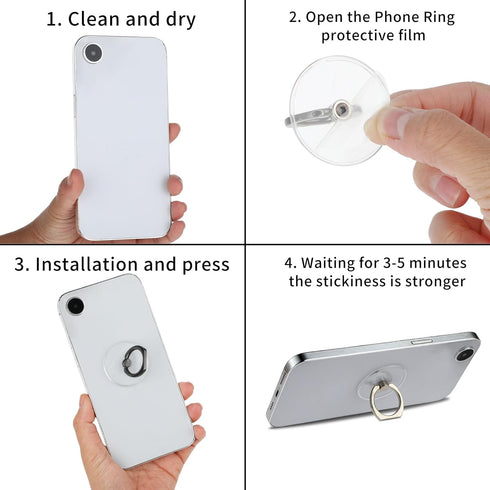 Cell Phone Ring Holder 4 Pcs Transparent Phone Ring Grips Kickstand 360°Rotation Clear Finger Ring Stand Universal Phone Accessories Compatible wi...