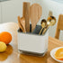 Utensil Holder, Kitchen Utensil Organizer Sponge Holder, Kitchen Sink Caddy with Drain Tray for Chopsticks, Spoon, Fork, Brush (Gray)...