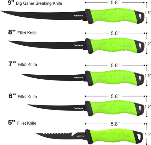 ANTOWIN 6 Inch Fishing Fillet Knife, Knives for Filleting Fish and Boning Meat, Sharp Stainless-Steel Non-Stick Coating Blade,with Stage Knife Sha...