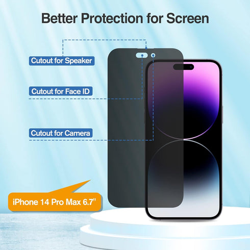 ProCase 2 Pack iPhone Privacy Screen Protector for iPhone 14 Pro Max 2022, 9H Anti Spy Dark Tempered Glass Screen Film Guard for iPhone 14 Pro Max...