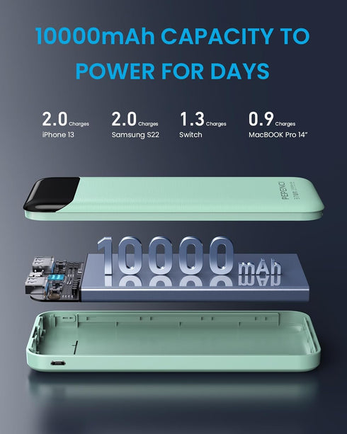 Portable Charger, 10,000 mAh Power Bank, USB C in&Out Fast Charging Battery Pack Compatible with iPhone 15/15 Plus/15 Pro/15 Pro Max, iPhone 14/13...