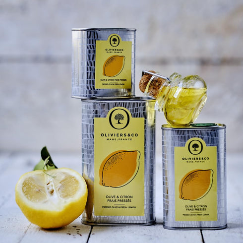 Cold Pressed Lemon Olive Oil by Oliviers & Co | Extra Virgin Olive Oil with Fresh Whole Lemons | Gourmet Italian EVOO for Seafood, Vegetables & De...