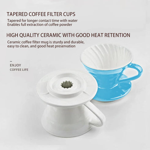 Pour Over Coffee Makers Ceramic Coffee Dripper (Size02 Blue)...