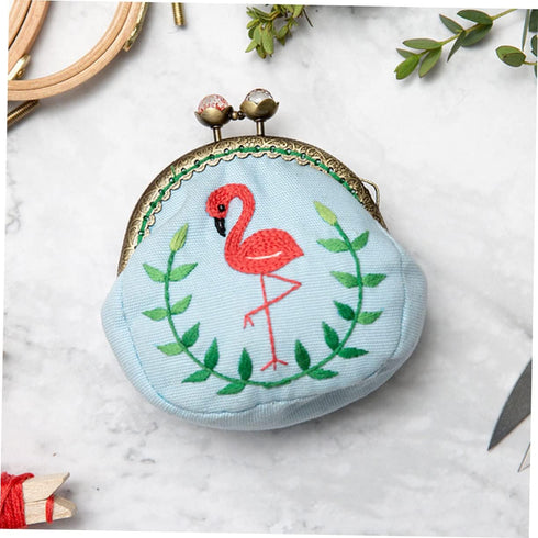 EXCEART 1 Set ladies wallet flower kit coin purses for women embroidery coin purs for beginners change purse Mini embroidery kit for beginners sma...