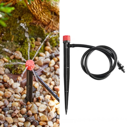 50PCS Drip Emitters for 1/4" Drip Irrigation Tubing, Adjustable 360 Degree Irrigation Drippers on 5" Arrow Stake, Garden Water Flow Spray Heads Pa...