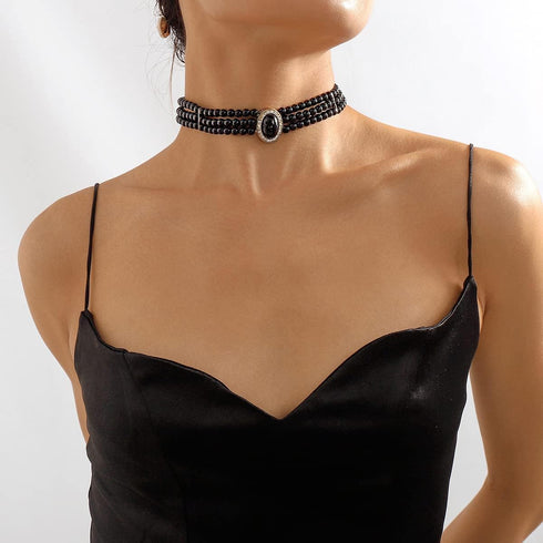 Xerling Boho Layered Faux Pearl Rhinestone Crystal Pendant Choker 3 Tier Multi-row 1920s Pearl Jewelry Necklaces for Women Girls...