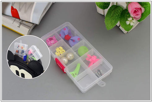 10 Girds Rectangle Clear Plastic Storage Box, Jewelry and Crafts Organizer Container with Adjustable Dividers?2 Pack?...
