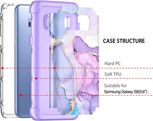 Miqala for Galaxy S8 Case,Glow in The Dark Three Layer Heavy Duty Shockproof Full Protection Hard Plastic Bumper+Soft Silicone Protective Case for...