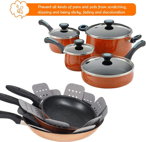 BYKITCHEN Pan and Pot Protectors, Larger & Thicker Pan Protectors with Stars, Set of 6 and 3 Different Sizes, Pot Protectors for Stacking and Prot...