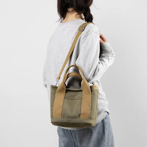 Handbag for Women Small Multi-Pockets, Canvas Mini Tote Shoulder Bags with Zipper, Satchel Hobo Bag for Travel Work...