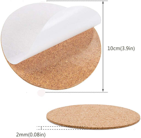 80 Pack Self-Adhesive Round Cork Coasters - 3.54 INCH Circle Cork Backing Sheets Mats and DIY Crafts Supplies...