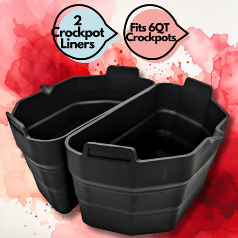 SimplyRye Silicone Slow Cooker Liners fits 6QT Crockpot, Reusable/Leakproof, Slow Cooker Divider Insert Liners, Dishwasher Safe (2 in 1 Black fits...